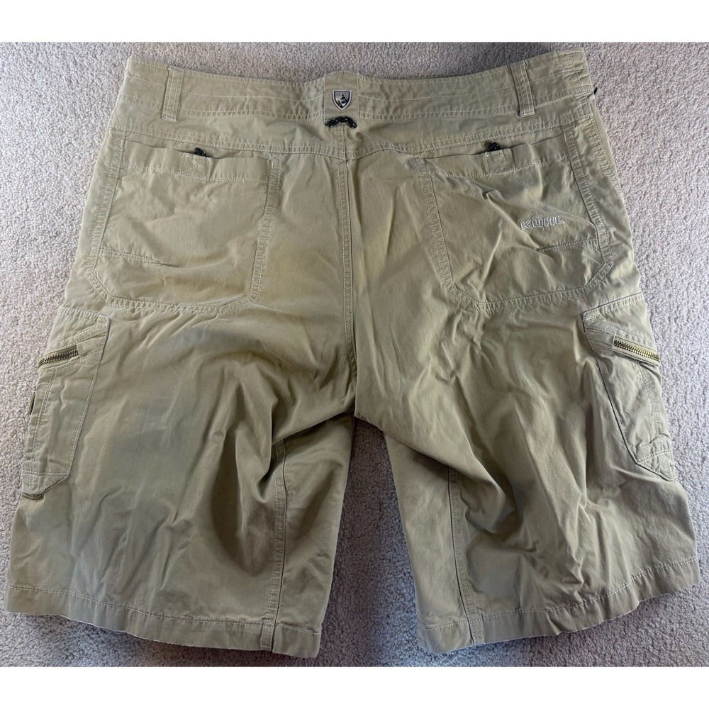 Kuhl Cargo Shorts Tan/Khaki Vintage‎ Patina Dye Tactical Hiking Gorpcore Size 38 - Picture 8 of 10